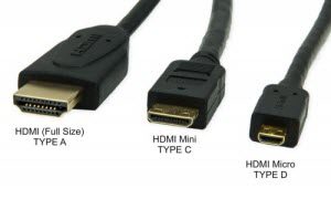 De verschillende HMDI-connector uitvoeringen